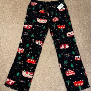 NWT Men Small OLD NAVY Happy Holidays Noel RV Camper Flannel Pajama Lounge Pants